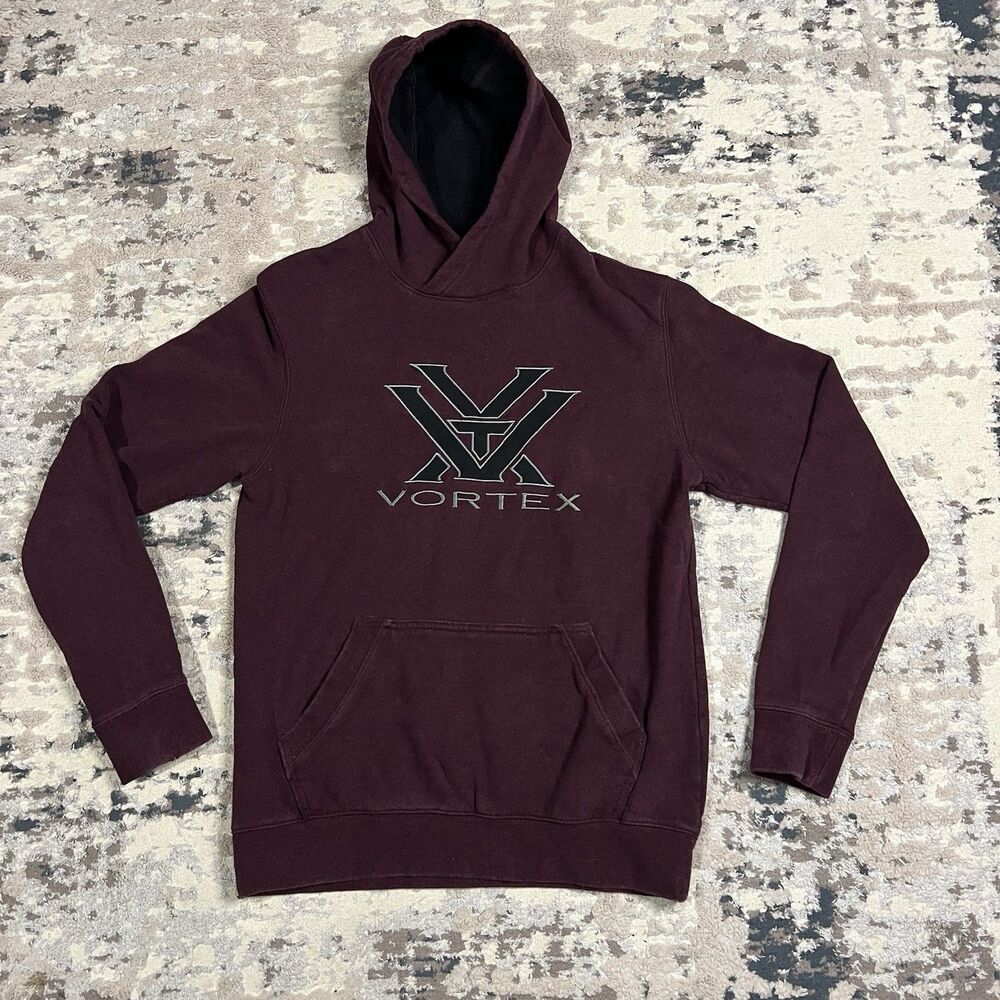 VORTEX Core Logo Hoodie Mens Small Maroon Sweatshirt Pocket Hunting